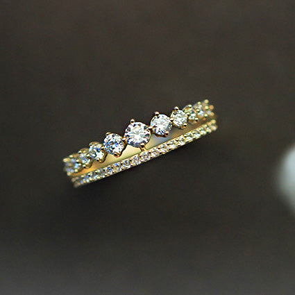 cheap bulk 925 silver double row pavé crystal ring Set of 5