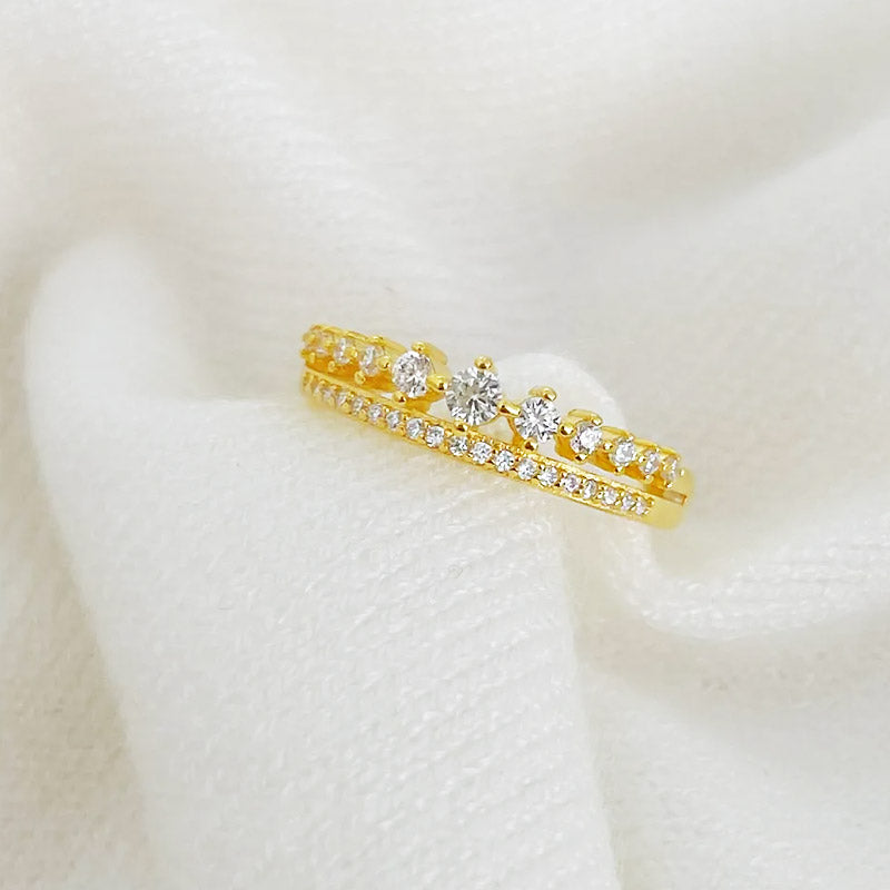 cheap bulk 925 silver double row pavé crystal ring Set of 5