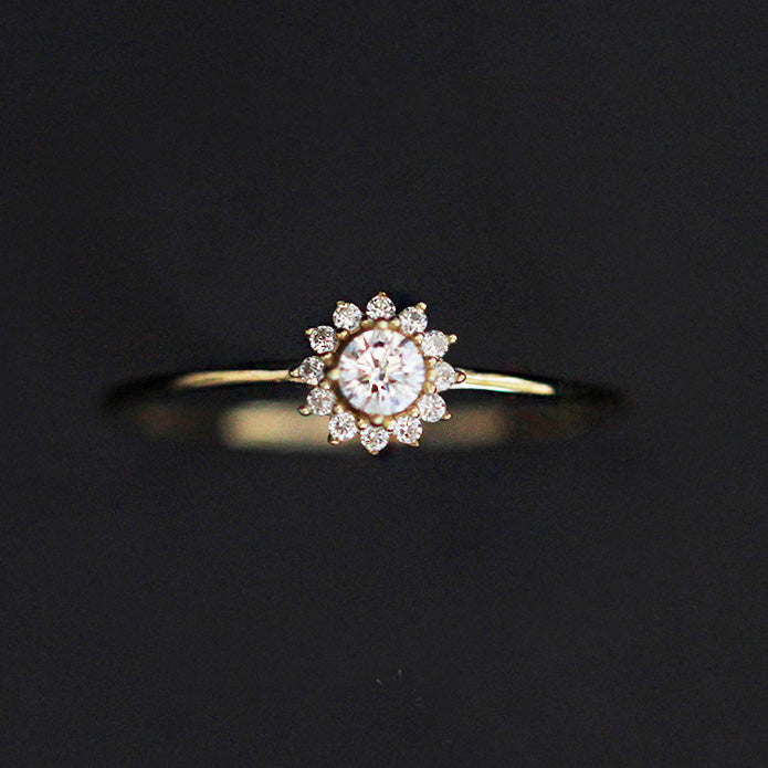 cheap bulk 925 silver cubic zirconia sunflower ring Set of 5