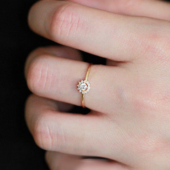 cheap bulk 925 silver cubic zirconia sunflower ring Set of 5