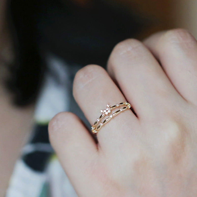 cheap bulk 925 silver double-layer butterfly open ring Set of 5