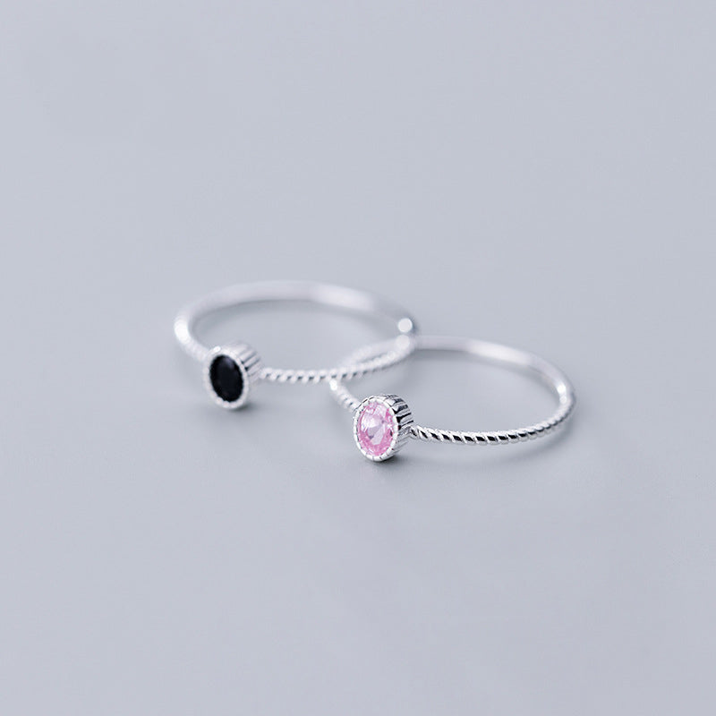 925 silver single cubic zirconia stone ring Set of 5