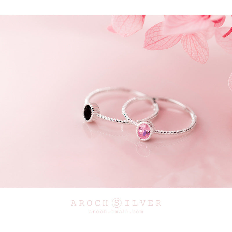 925 silver single cubic zirconia stone ring Set of 5