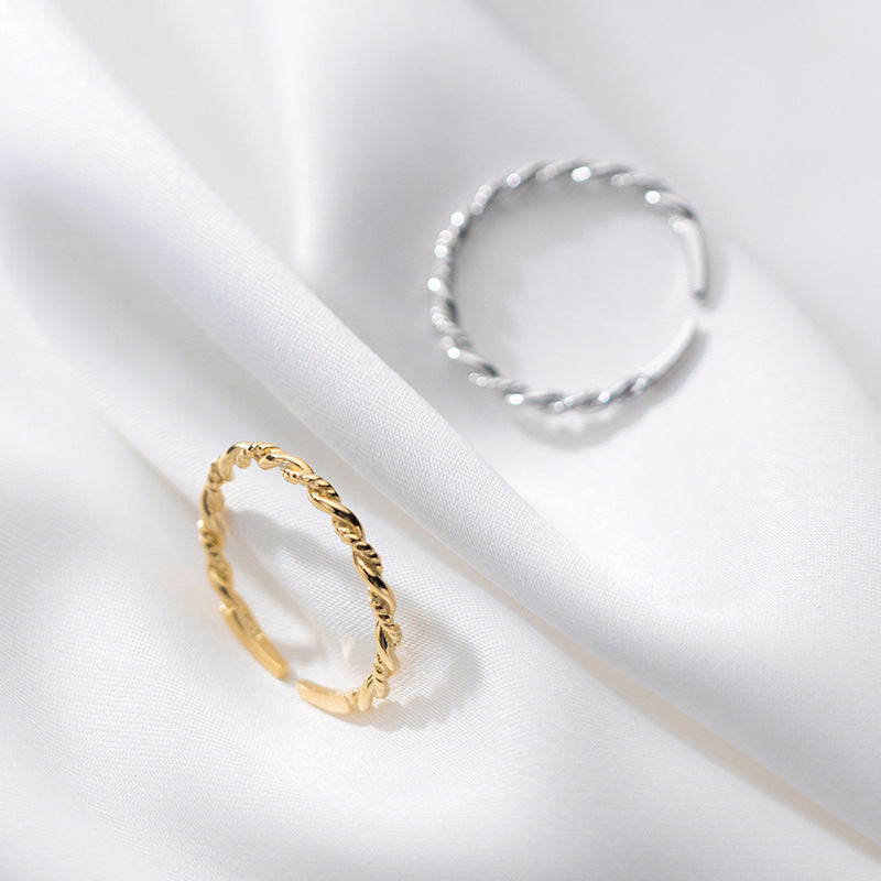 925 sterling silver adjustable thin rope rings Set of 5