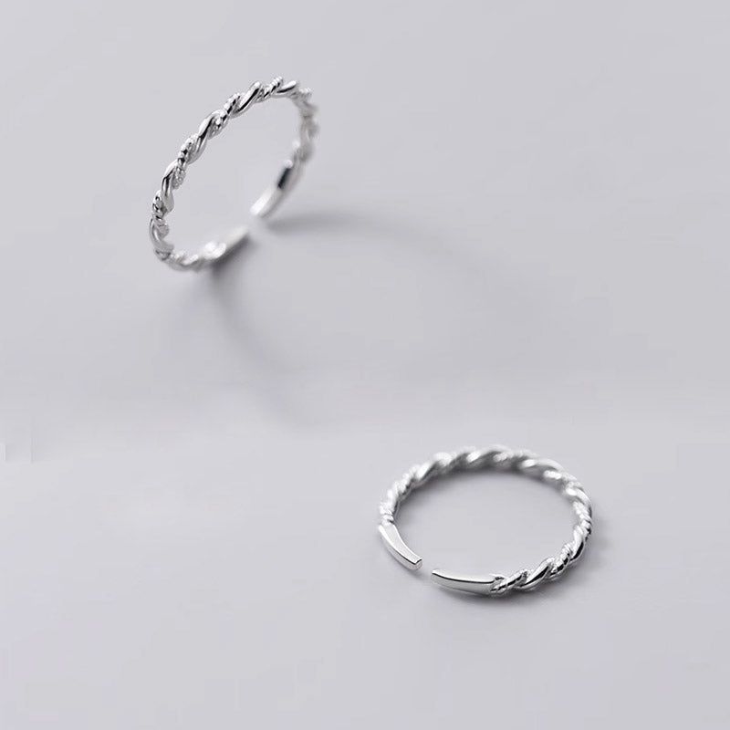 925 sterling silver adjustable thin rope rings Set of 5