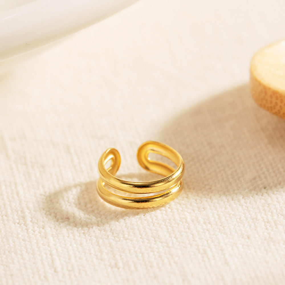 Stainless steel gold double-layer cartilage ear cuff (5 pcs)
