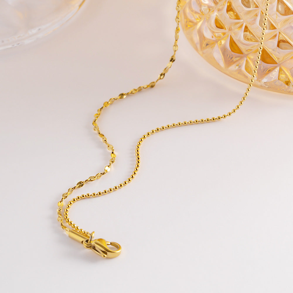 Stainless steel gold double-layered chain fringe necklaces Set of 5