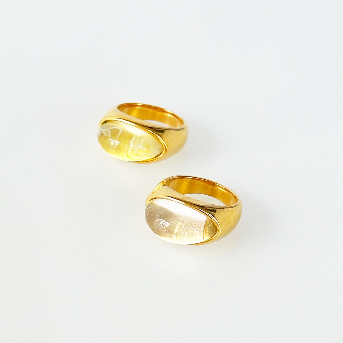 Stainless steel opal natural stone rings Set of 5
