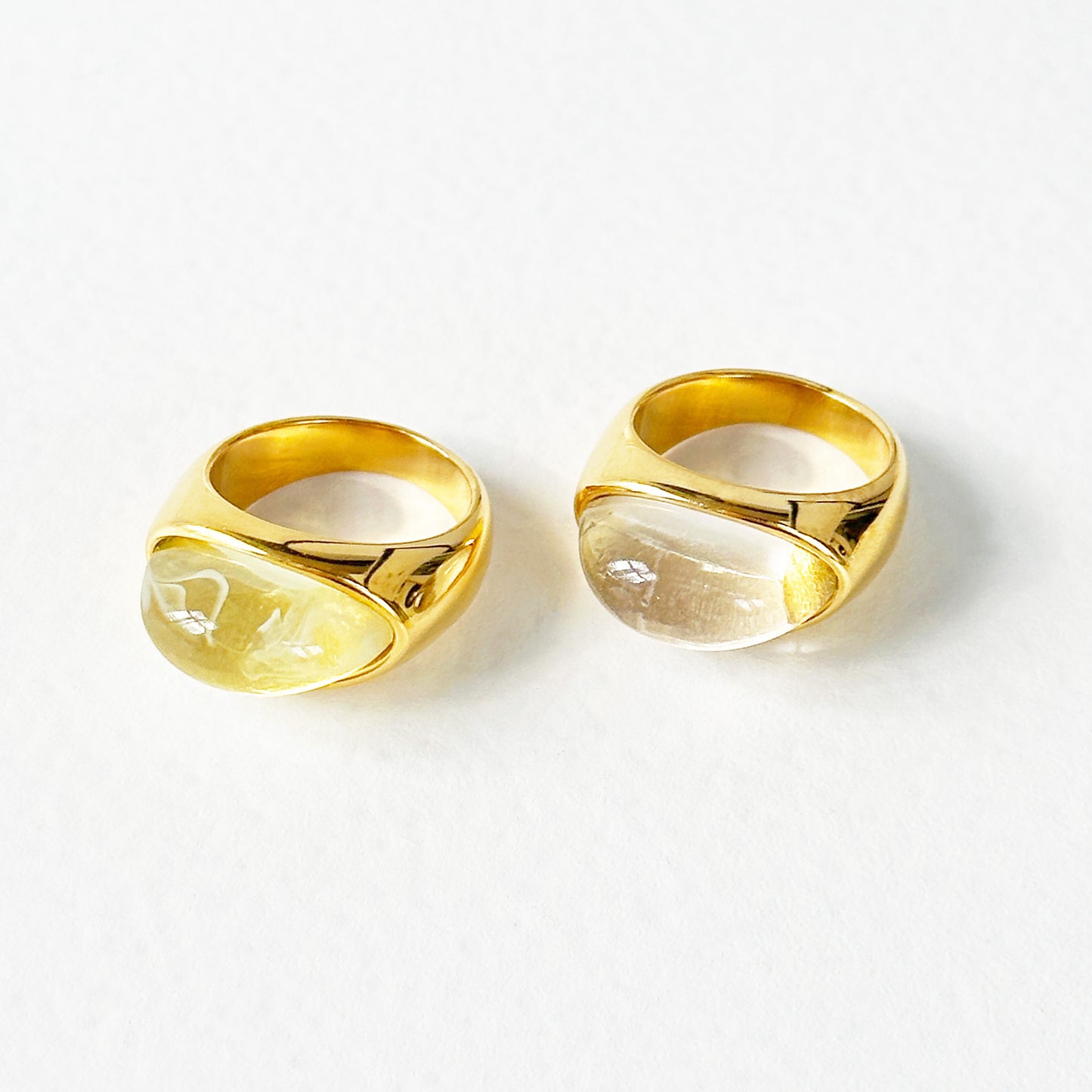 Stainless steel opal natural stone rings Set of 5