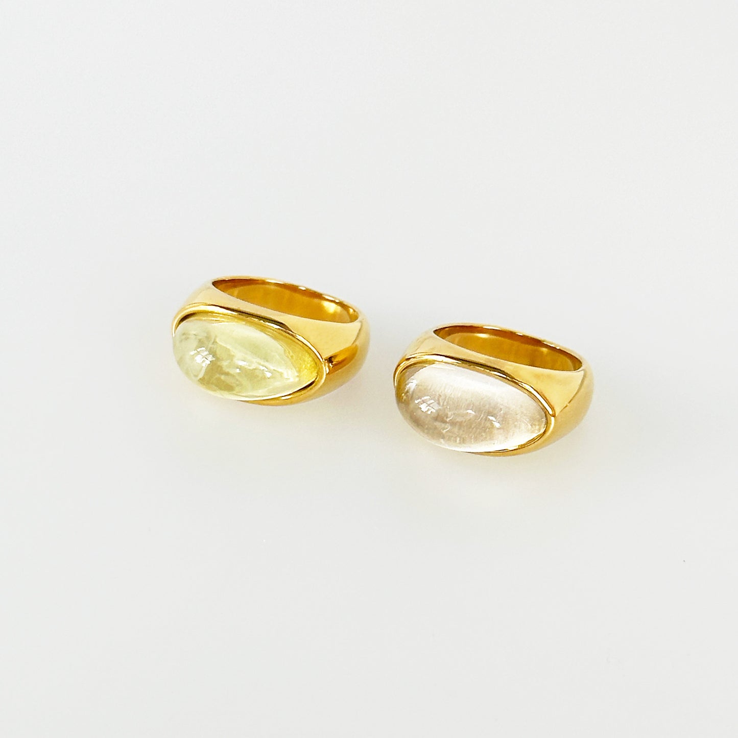 Stainless steel opal natural stone rings Set of 5