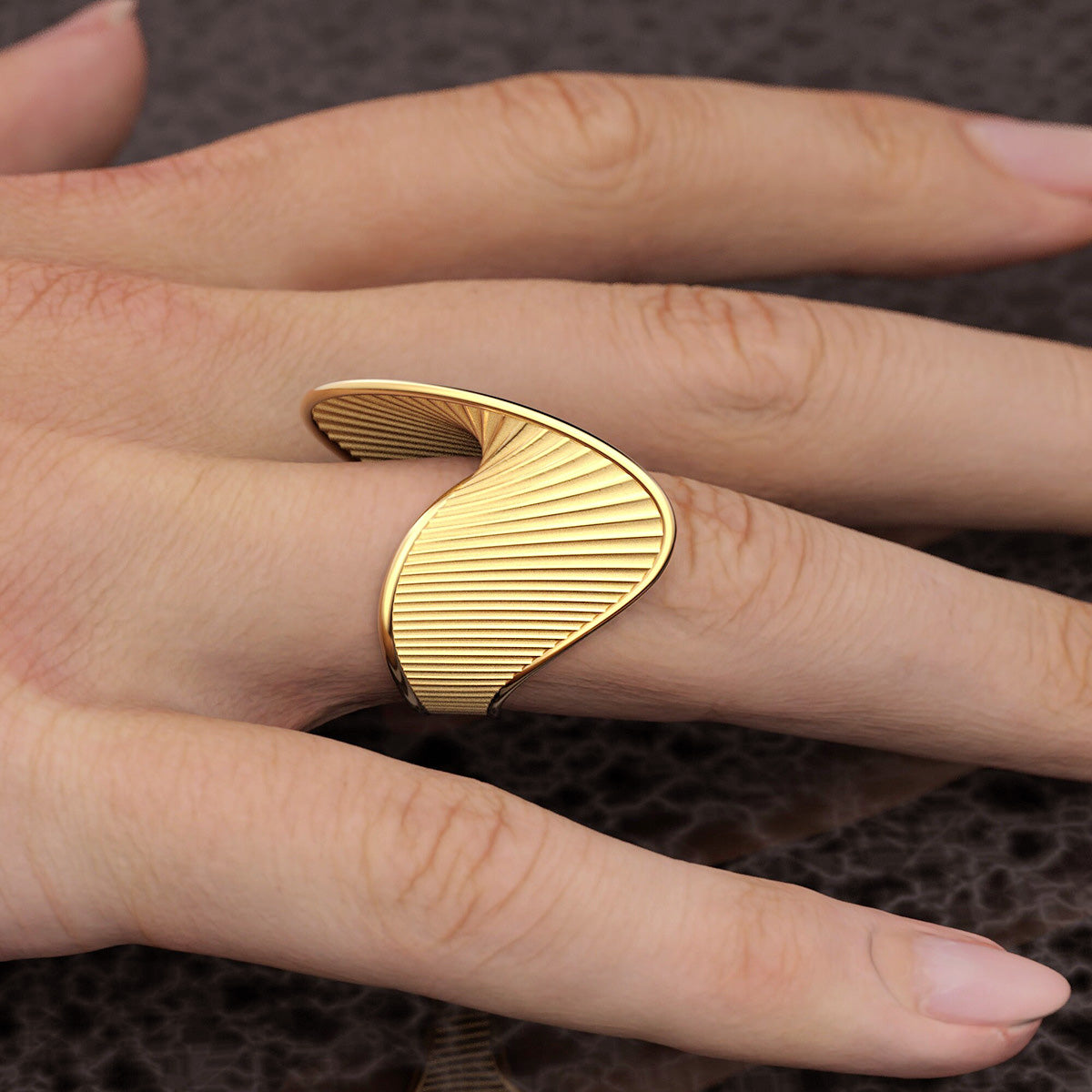 Stainless steel 3D geometric twist design rings Set of 5