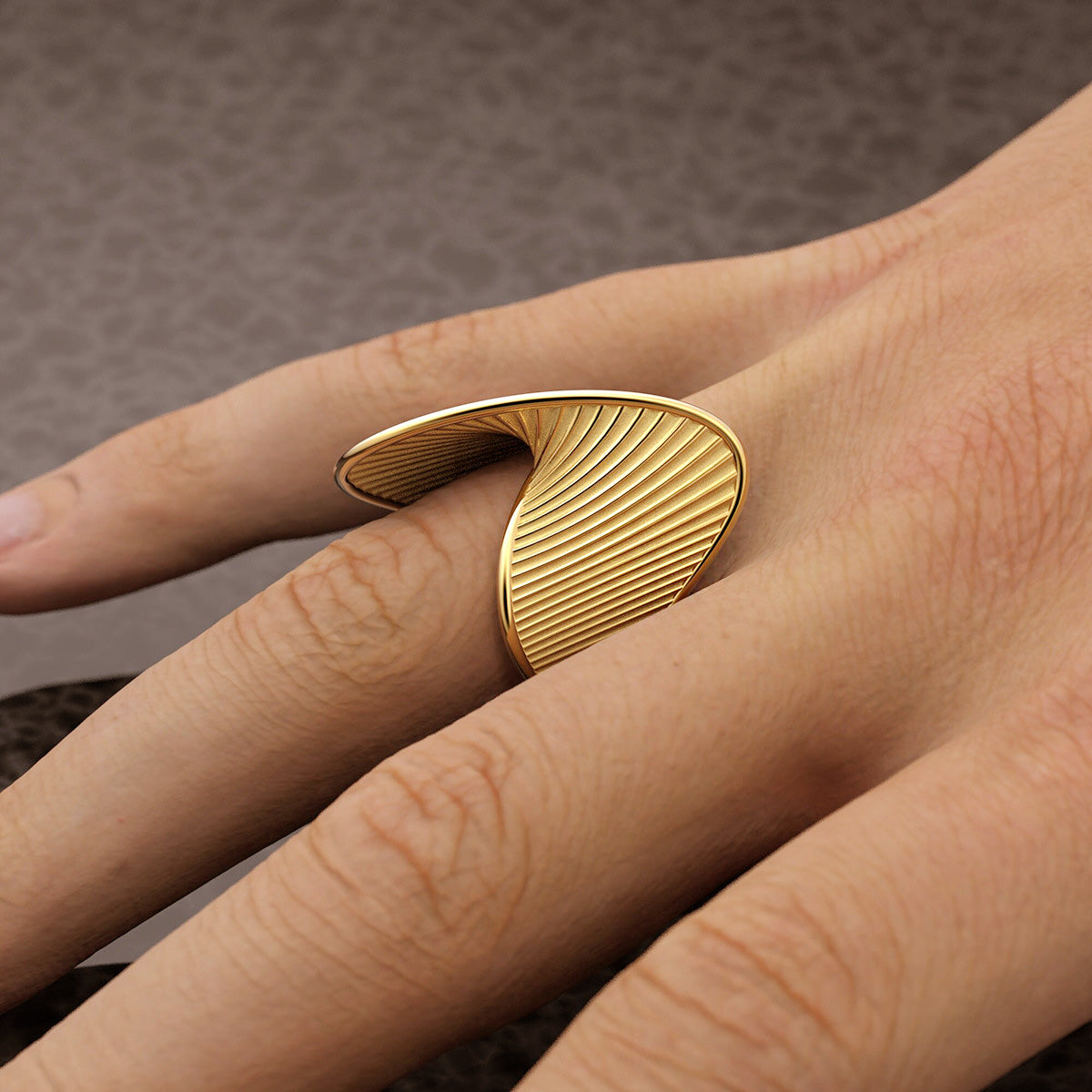 Stainless steel 3D geometric twist design rings Set of 5
