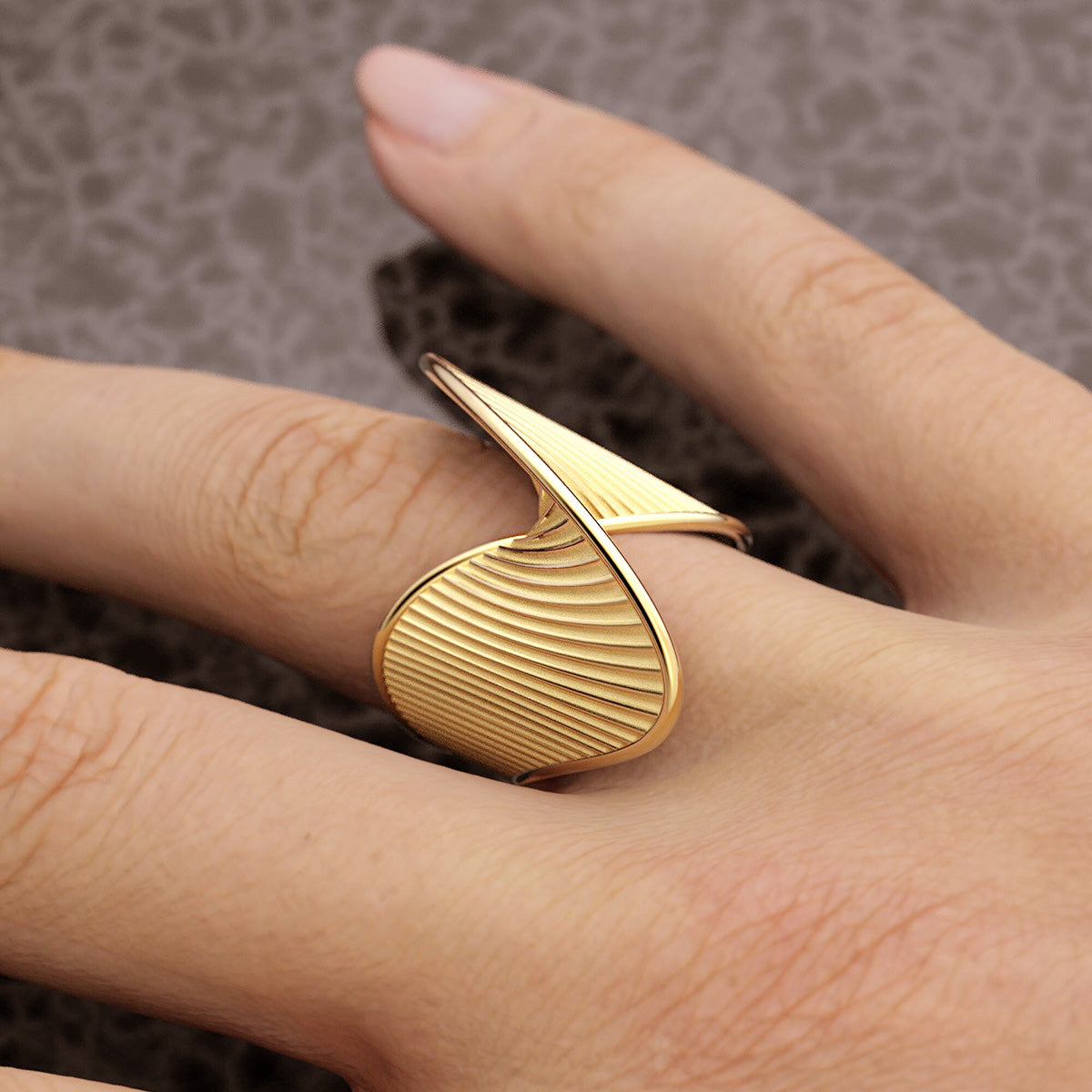 Stainless steel 3D geometric twist design rings Set of 5