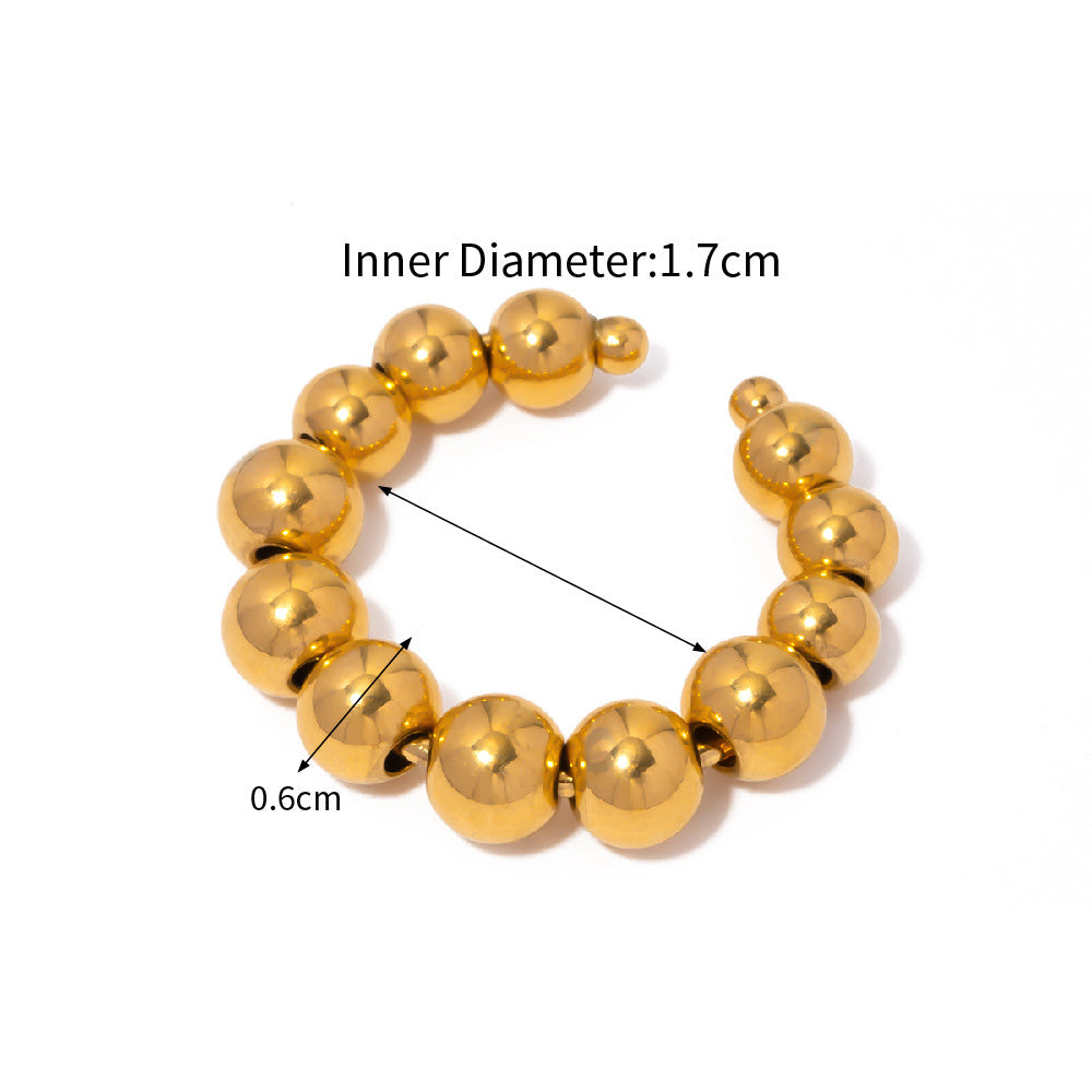 Stainless steel punk bead ball design open adjustable rings Set of 5