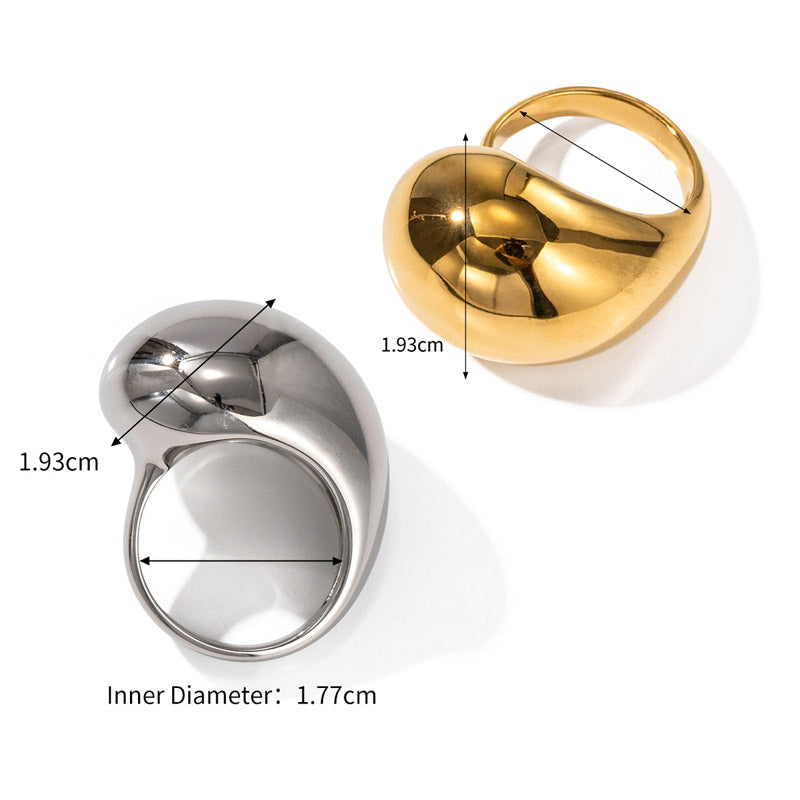 Stainless steel simple chunky drop-dripping rings Set of 5