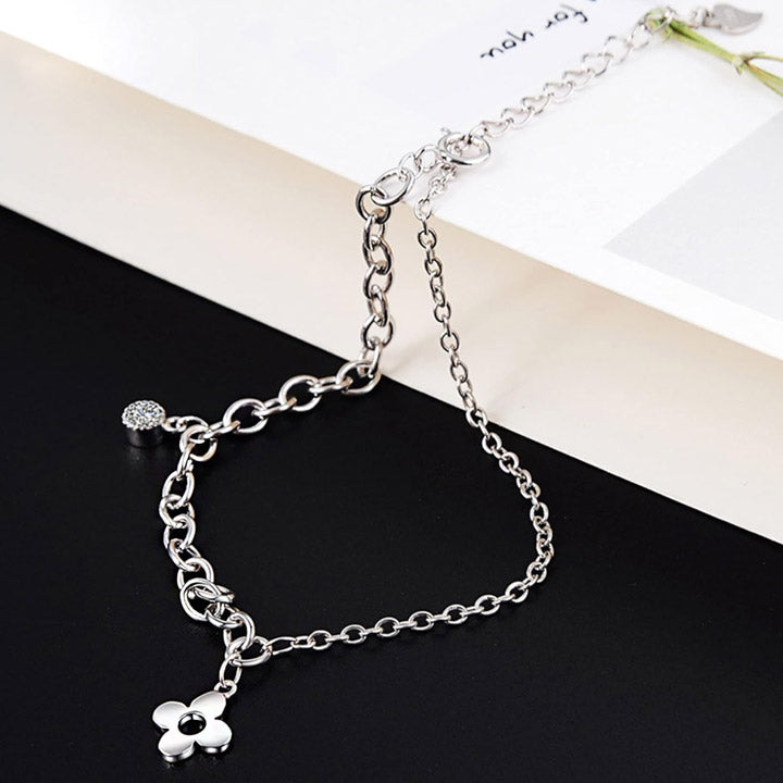 925 sterling silver chain style four-leaf clover charm bracelets Set of 5