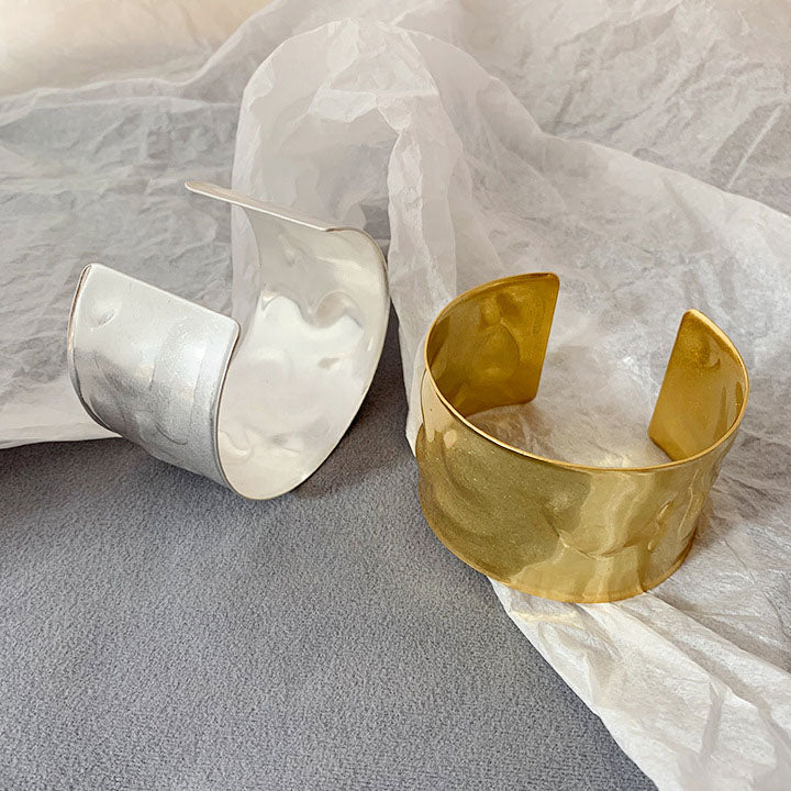 Egypt-style brass hammered wide arm cuff bangle bracelets Set of 5