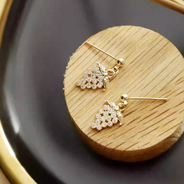 Gold plated tiny zircon grape drop earrings(5 pairs)