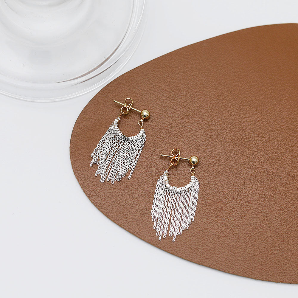 Silver plated stylish fashion tassel drop earrings (5 pairs)
