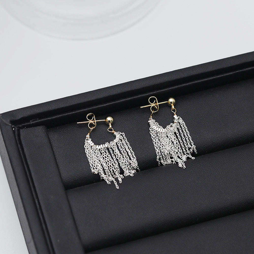 Silver plated stylish fashion tassel drop earrings (5 pairs)