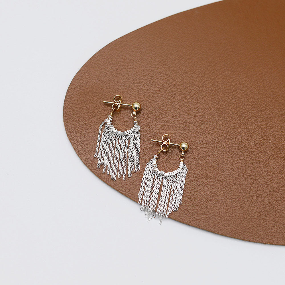 Silver plated stylish fashion tassel drop earrings (5 pairs)