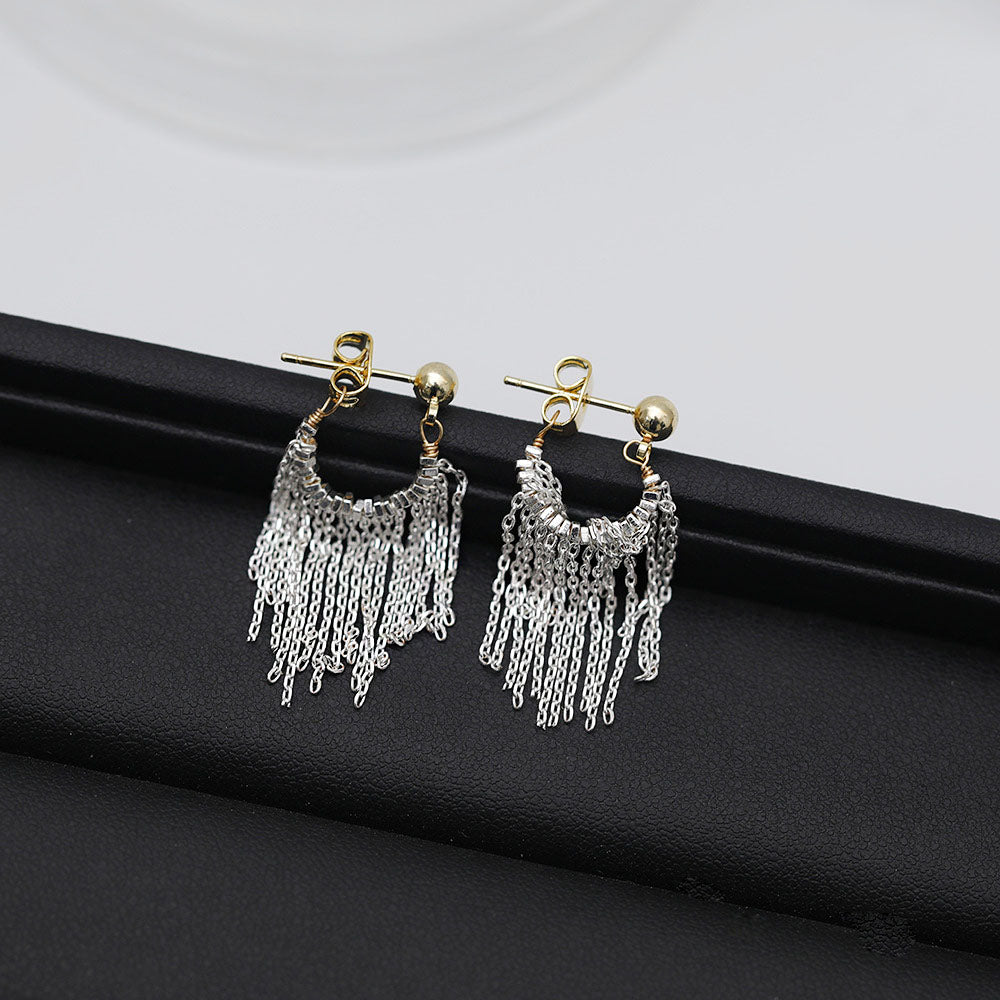 Silver plated stylish fashion tassel drop earrings (5 pairs)