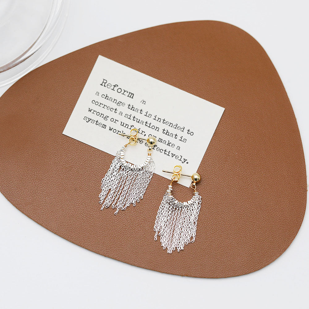 Silver plated stylish fashion tassel drop earrings (5 pairs)