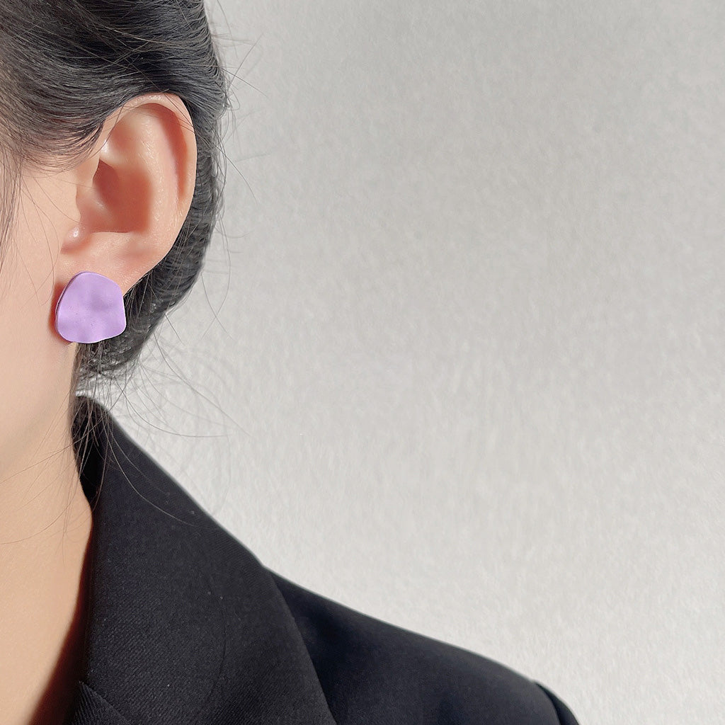 Matte enamel different color irregular shape stud earrings (5 pairs)