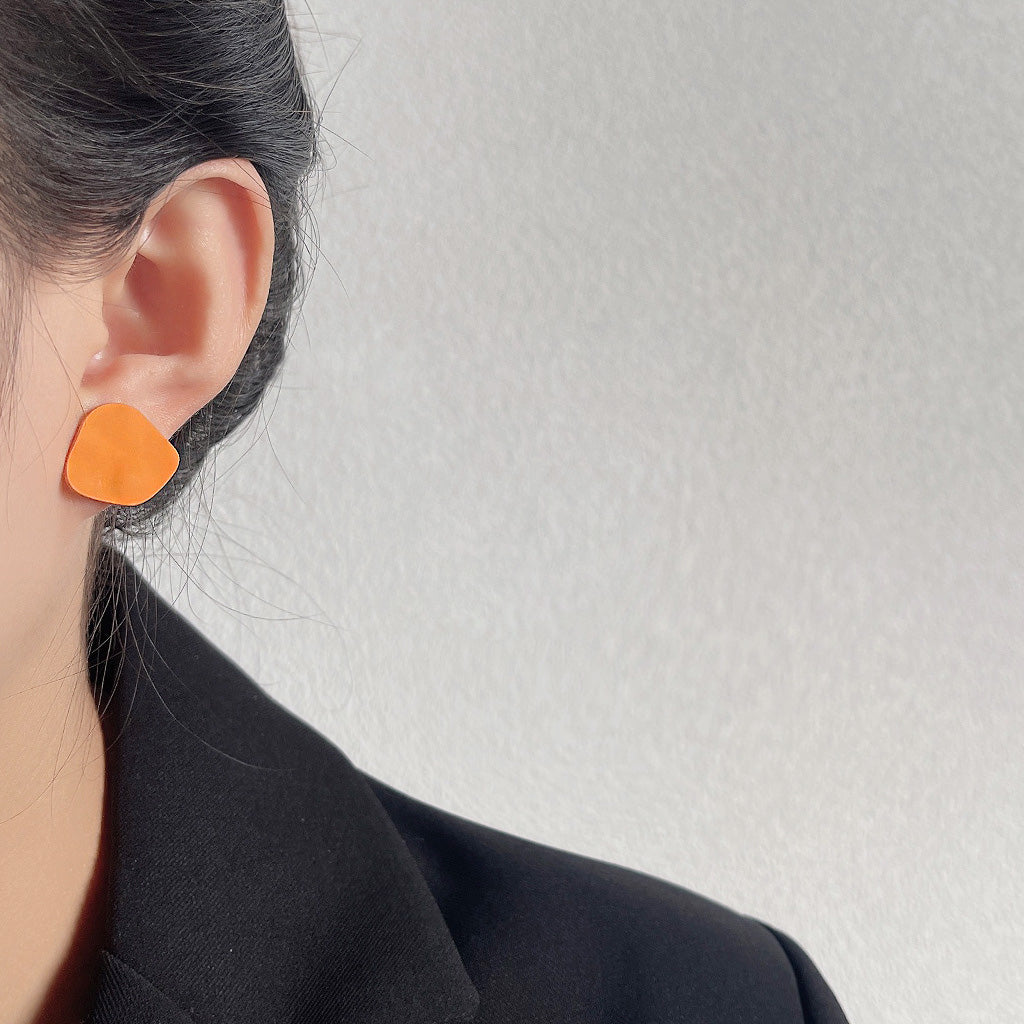 Matte enamel different color irregular shape stud earrings (5 pairs)