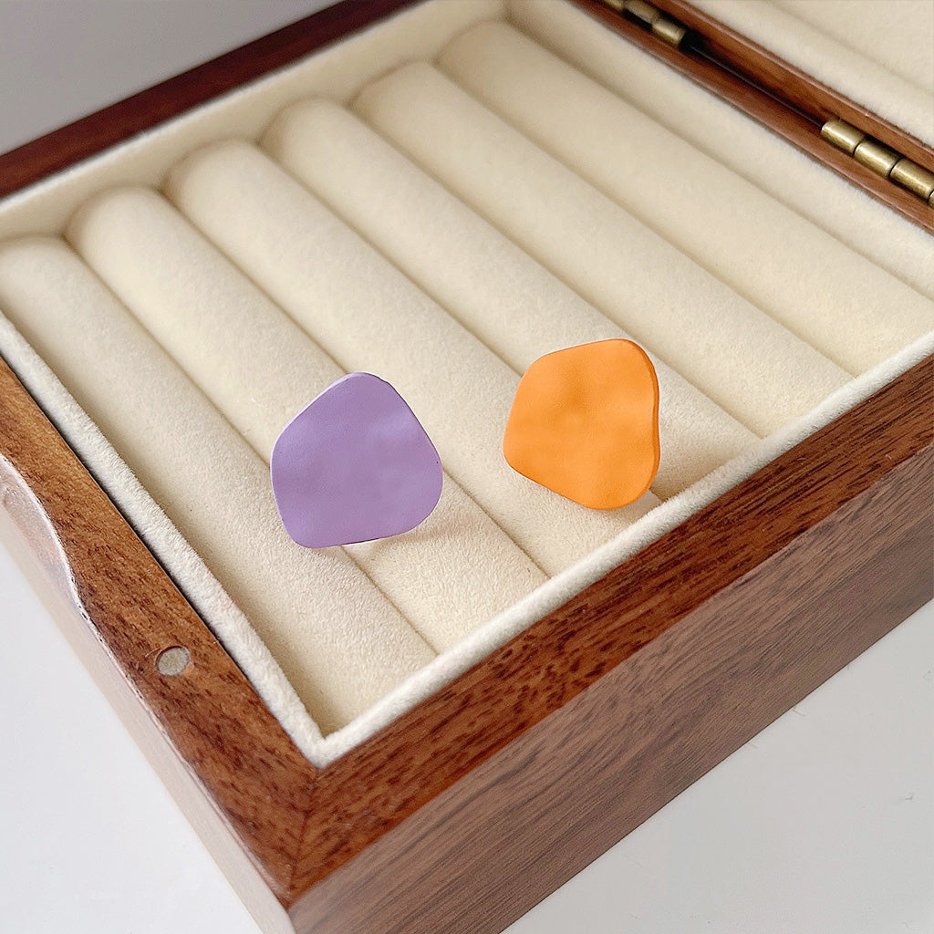 Matte enamel different color irregular shape stud earrings (5 pairs)