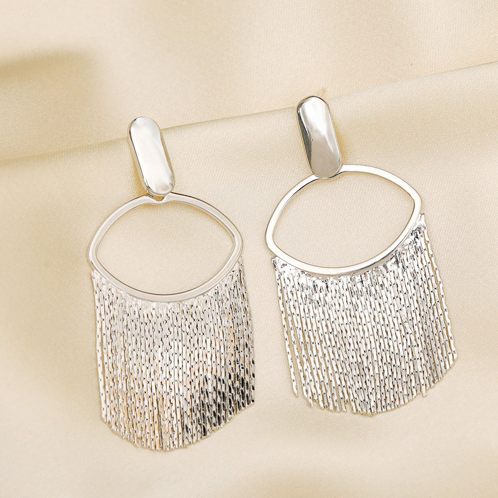 silver plated tassel stud drop earrings (5 pairs)