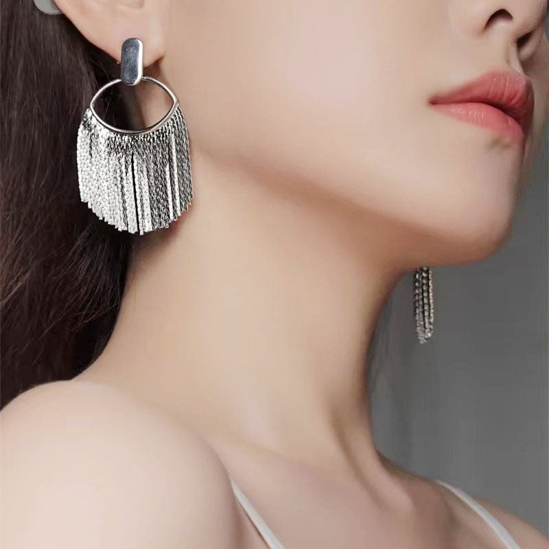 silver plated tassel stud drop earrings (5 pairs)