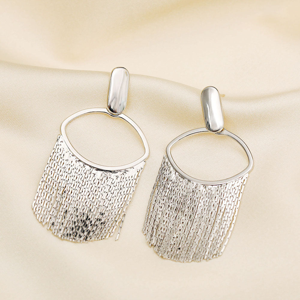 silver plated tassel stud drop earrings (5 pairs)