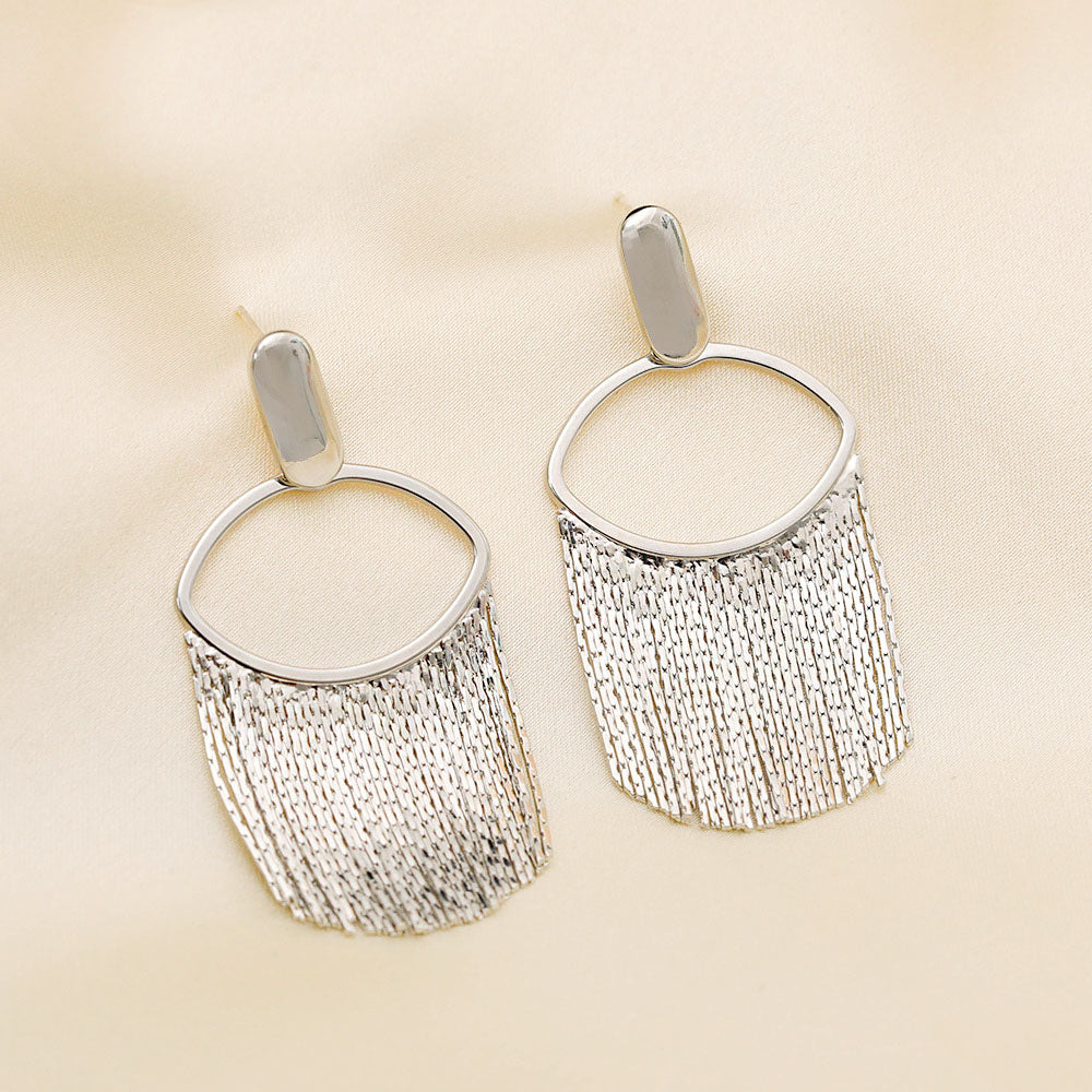 silver plated tassel stud drop earrings (5 pairs)
