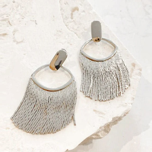 silver plated tassel stud drop earrings (5 pairs)