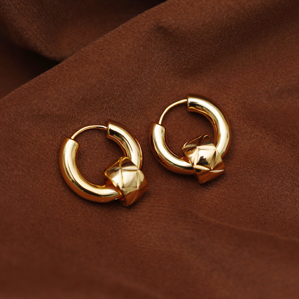 Vintage gold plated 20mm huggie hoop earrings (5 pairs)