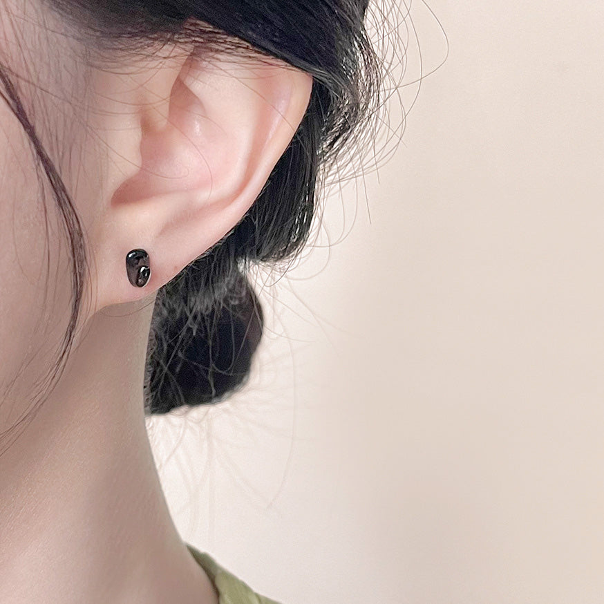 Wholesale handmade resin and enamel rose flower asymmetrical stud earrings (5 pairs)