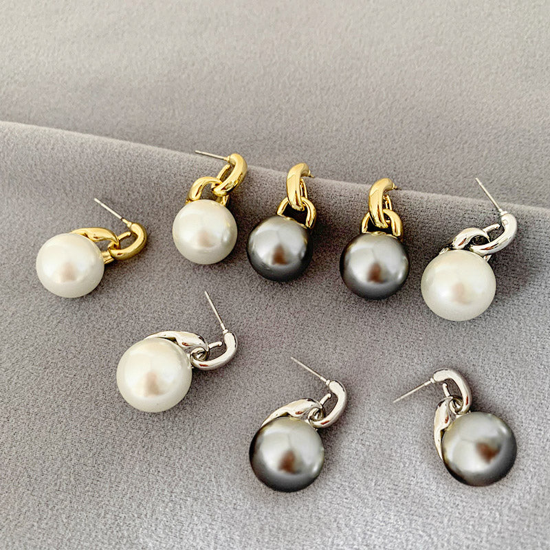 Daily jewelry single pearl stud drop earrings(5 pairs)