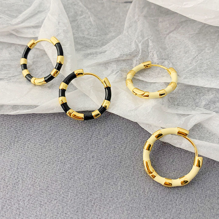 bulk jewelry brass colorful enamel hoop earrings (5 pairs)