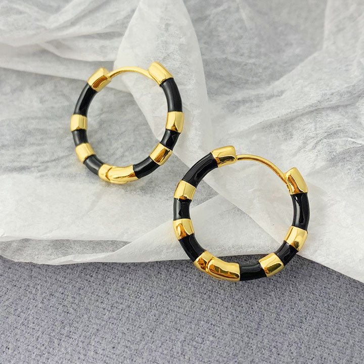 bulk jewelry brass colorful enamel hoop earrings (5 pairs)