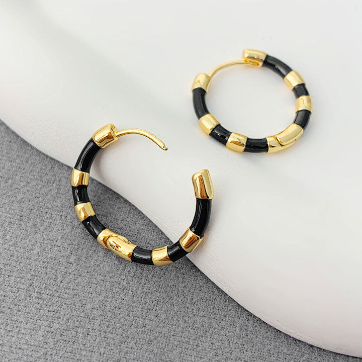 bulk jewelry brass colorful enamel hoop earrings (5 pairs)