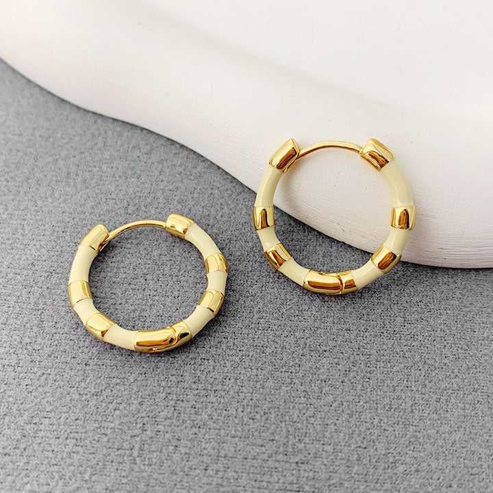 bulk jewelry brass colorful enamel hoop earrings (5 pairs)