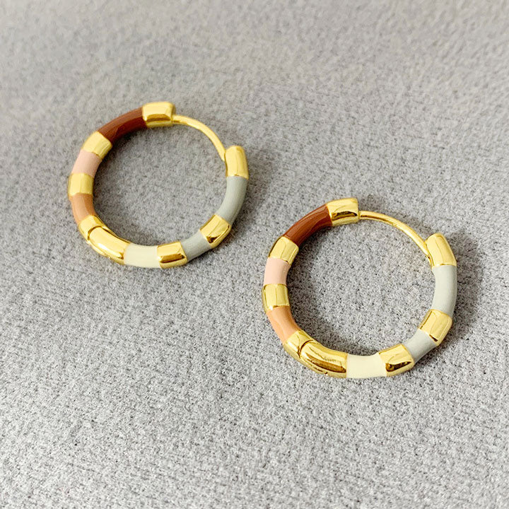 bulk jewelry brass colorful enamel hoop earrings (5 pairs)