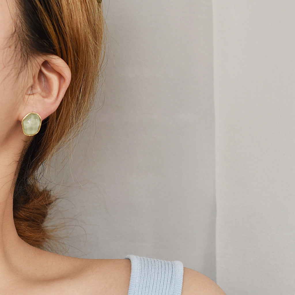 14K gold plated resin color irregular geometric stud earrings (5 pairs)