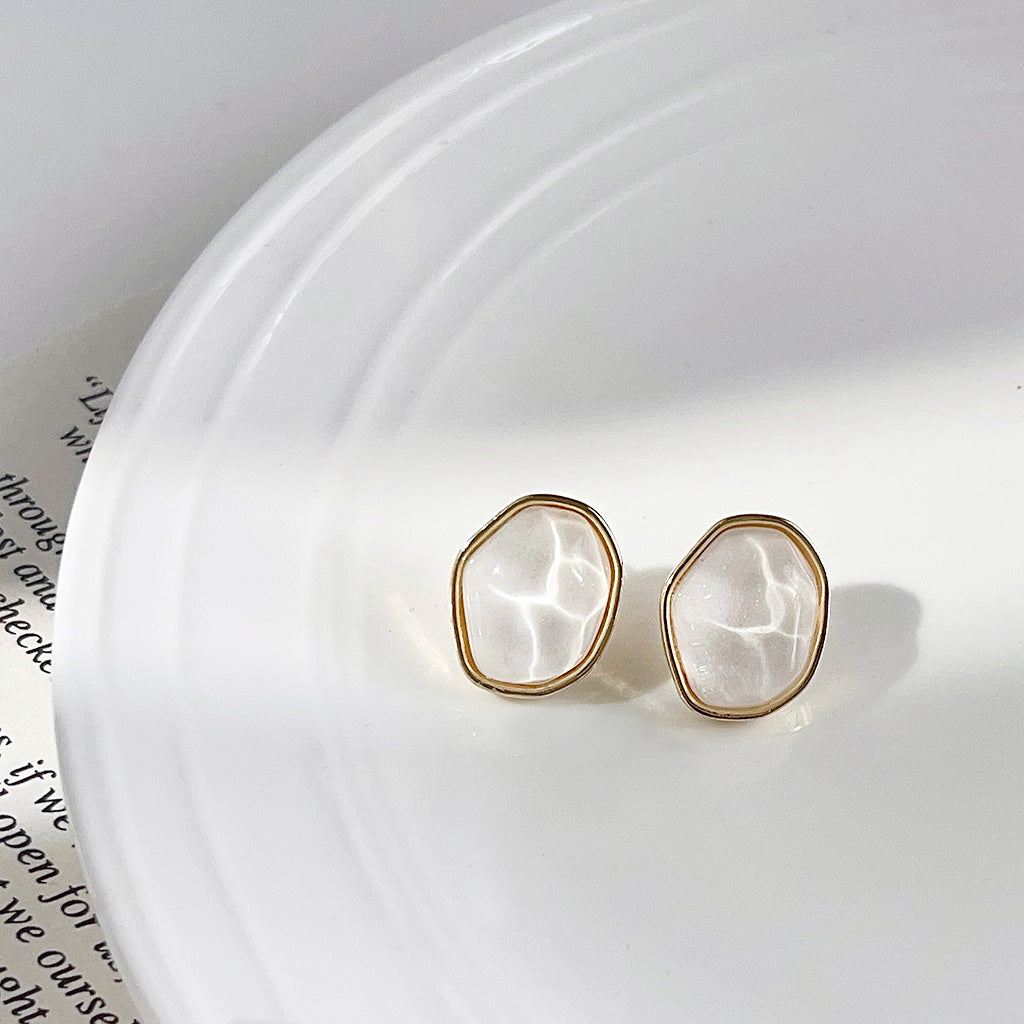 14K gold plated resin color irregular geometric stud earrings (5 pairs)