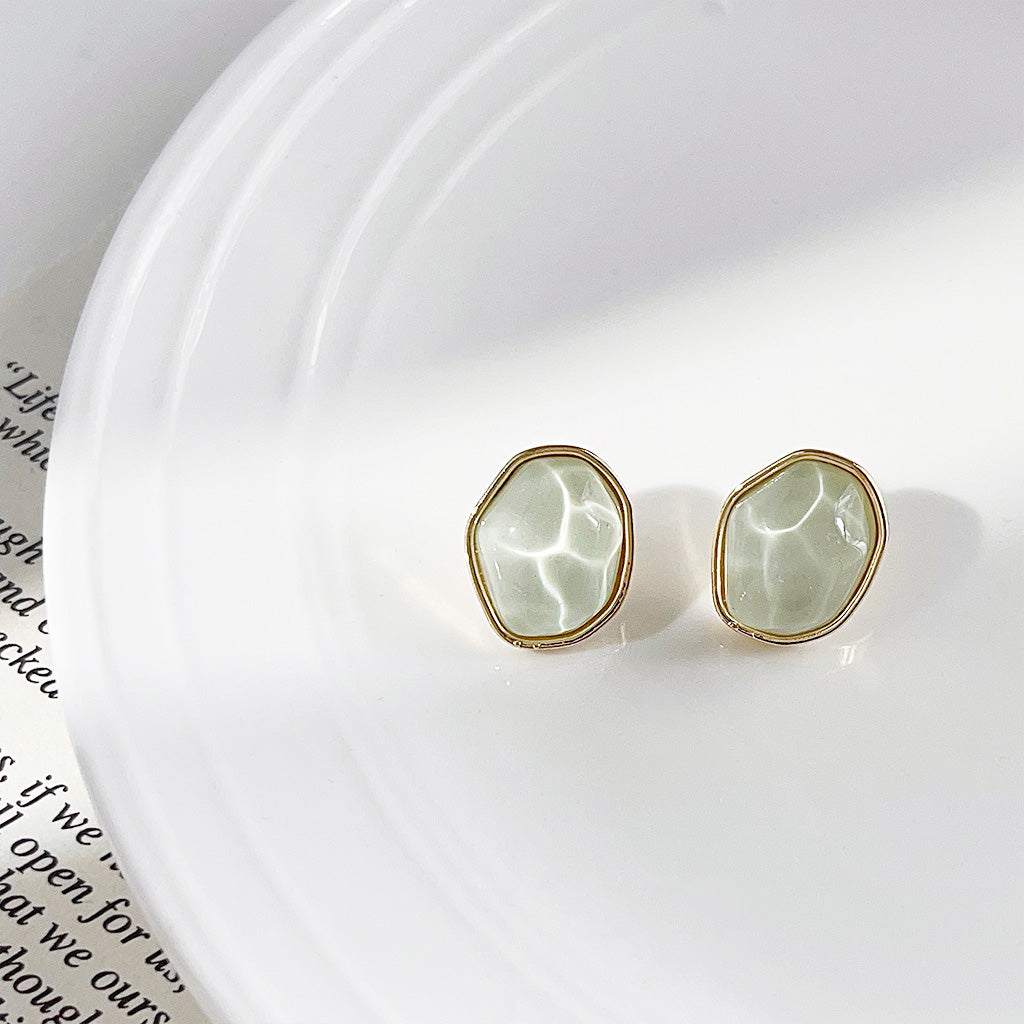 14K gold plated resin color irregular geometric stud earrings (5 pairs)
