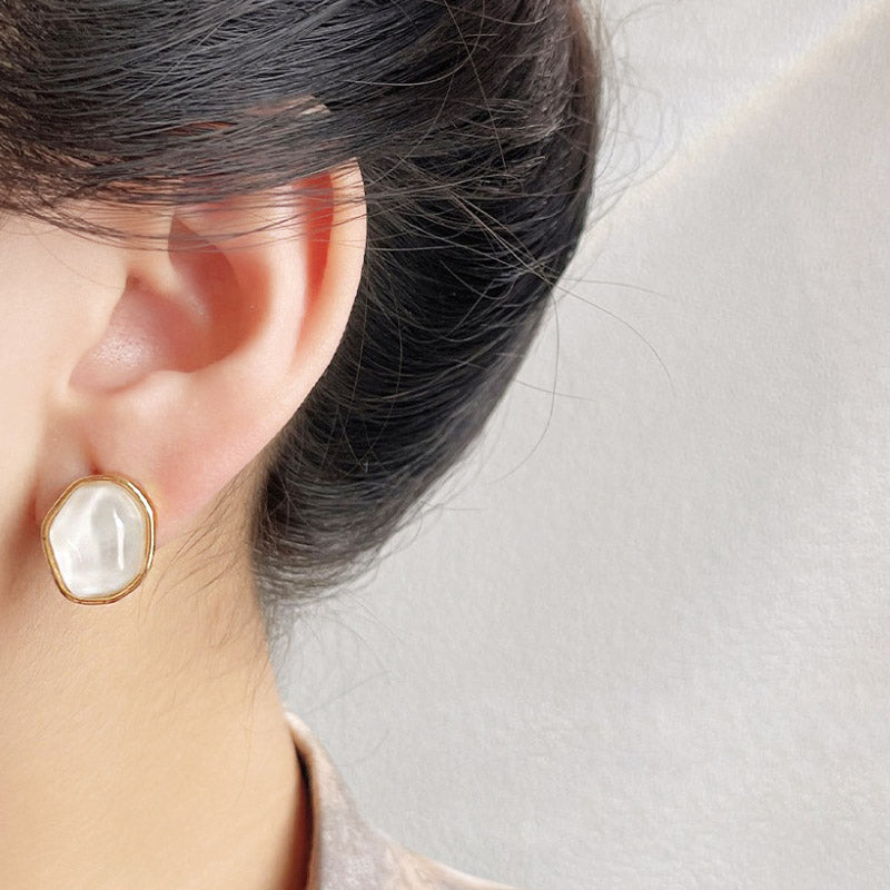 14K gold plated resin color irregular geometric stud earrings (5 pairs)