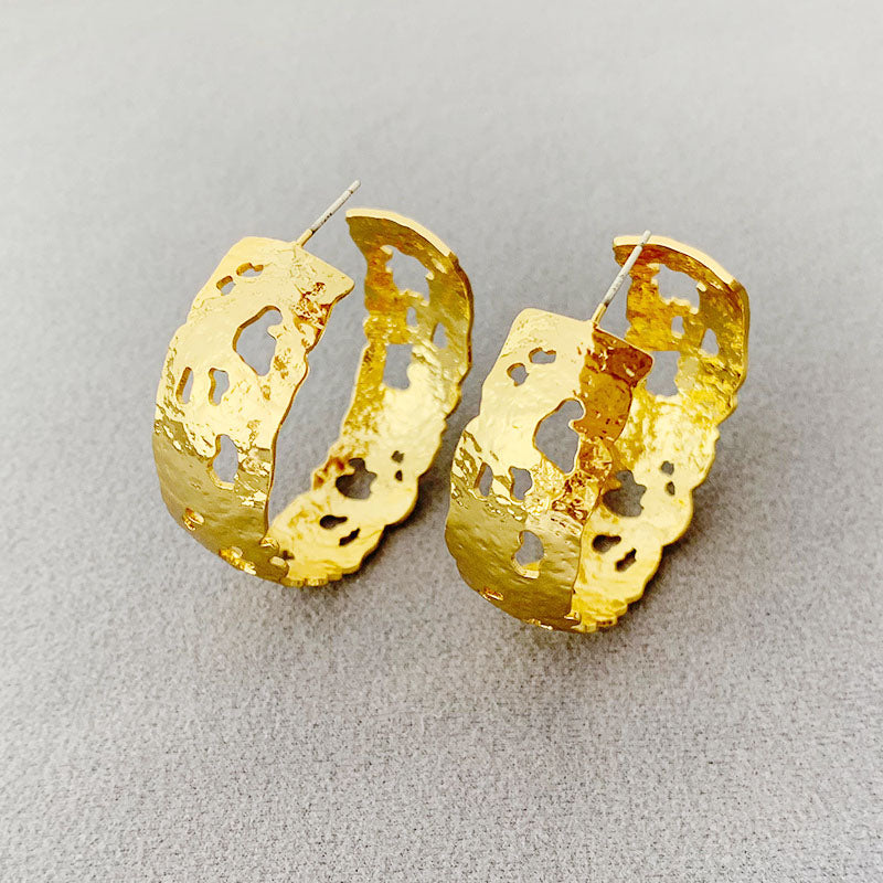 brass jewelry Gothic C-shape hoop earrings (5 pairs)