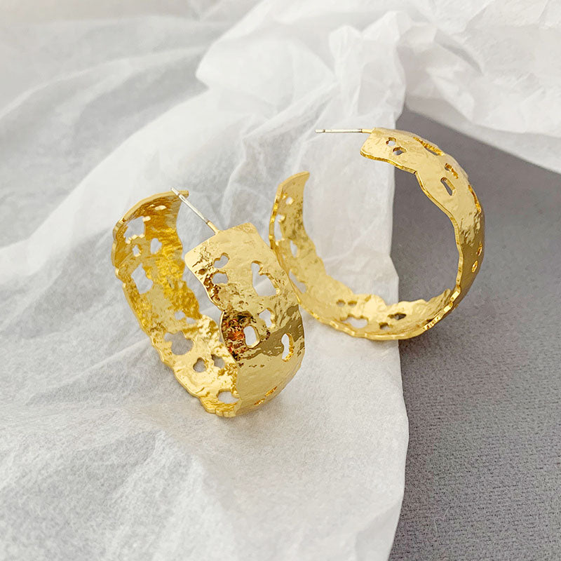 brass jewelry Gothic C-shape hoop earrings (5 pairs)