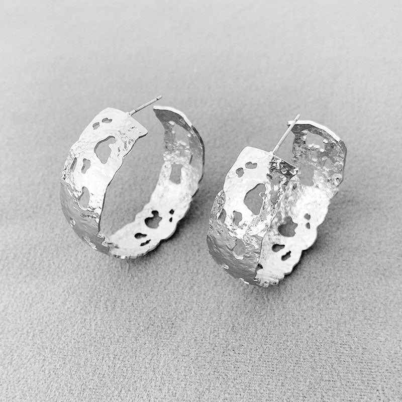 brass jewelry Gothic C-shape hoop earrings (5 pairs)